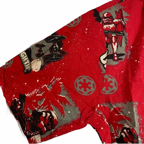 Star Wars Imperial Dark Side Red Hawaiian Shirt Small S Fandom Deathstar Vader - Picture 8 of 13